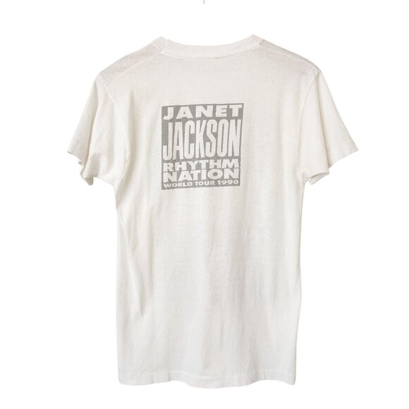 RARE Janet Jackson Rhythm Nation 1990 World Tour Vintage Tee Screen Stars Band - Picture 3 of 13